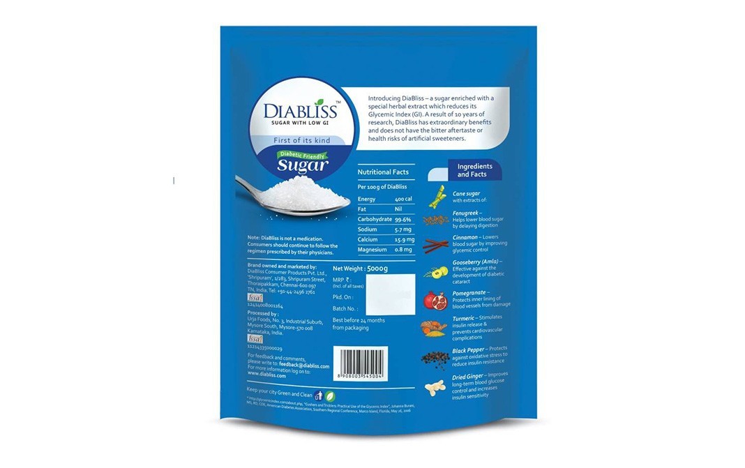 Diabliss Diabetic Friendly Sugar    Pack  5 kilogram